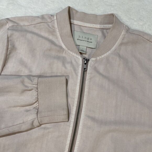 Hinge Women's Blush Zip Front 3 Pockets Lightweight Bomber Jacket Sz 1 - Picture 4 of 7